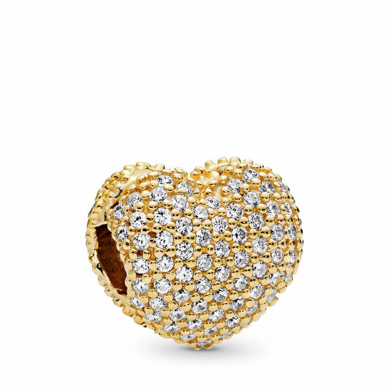 Pandora Shine™ Pave Open My Heart Clip Charm Outlet NZ, 18ct Gold Plated (479518-XHW)